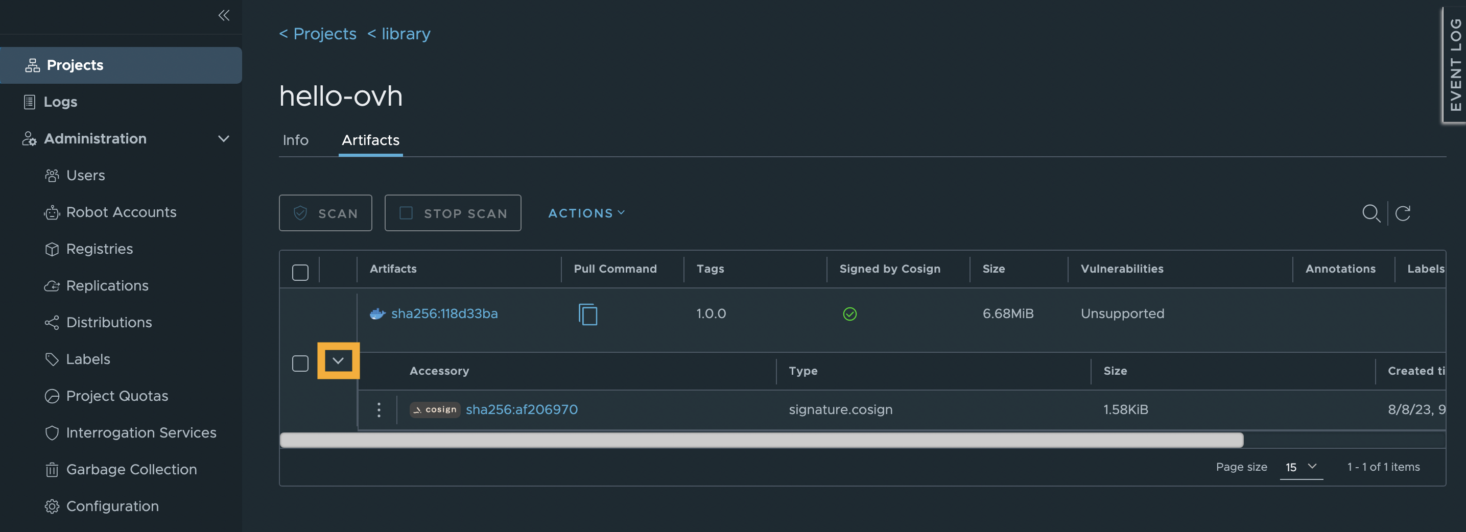Sign OCI Artifacts with Cosign on OVHcloud Managed Private Registry