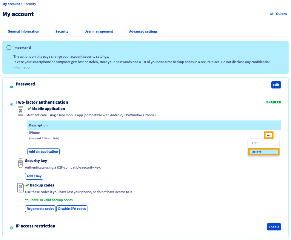 Securing an account with two-factor authentication – Support Guides