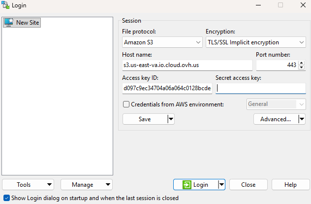 Object Storage - Use Object Storage with WinSCP – Support Guides