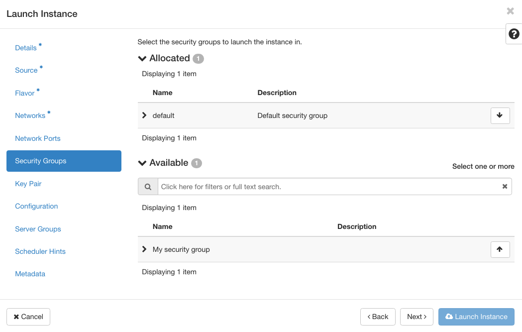 horizon_launchInstance_securityGroups.png
