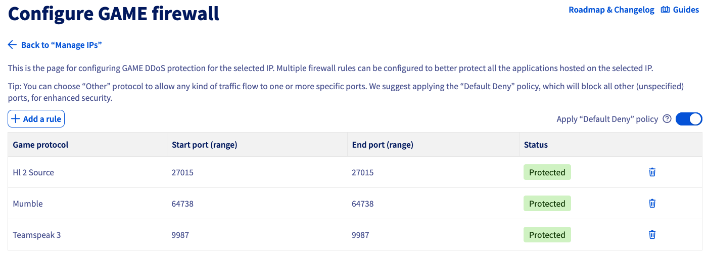Protecting a Game server with the application firewall – Support Guides